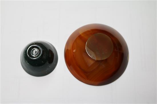 A bloodstone and a chalcedony bowl diameter 9cm